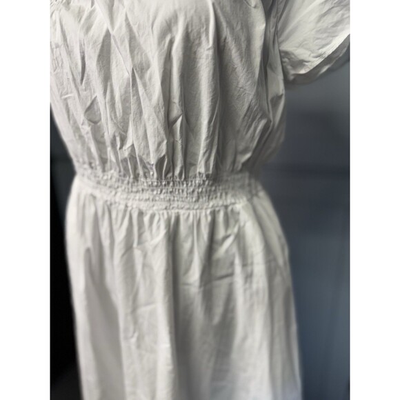 J Crew Smocked Cotton Poplin One-Shoulder Dress White XS Coastal Boho Resortwear - Picture 6 of 13